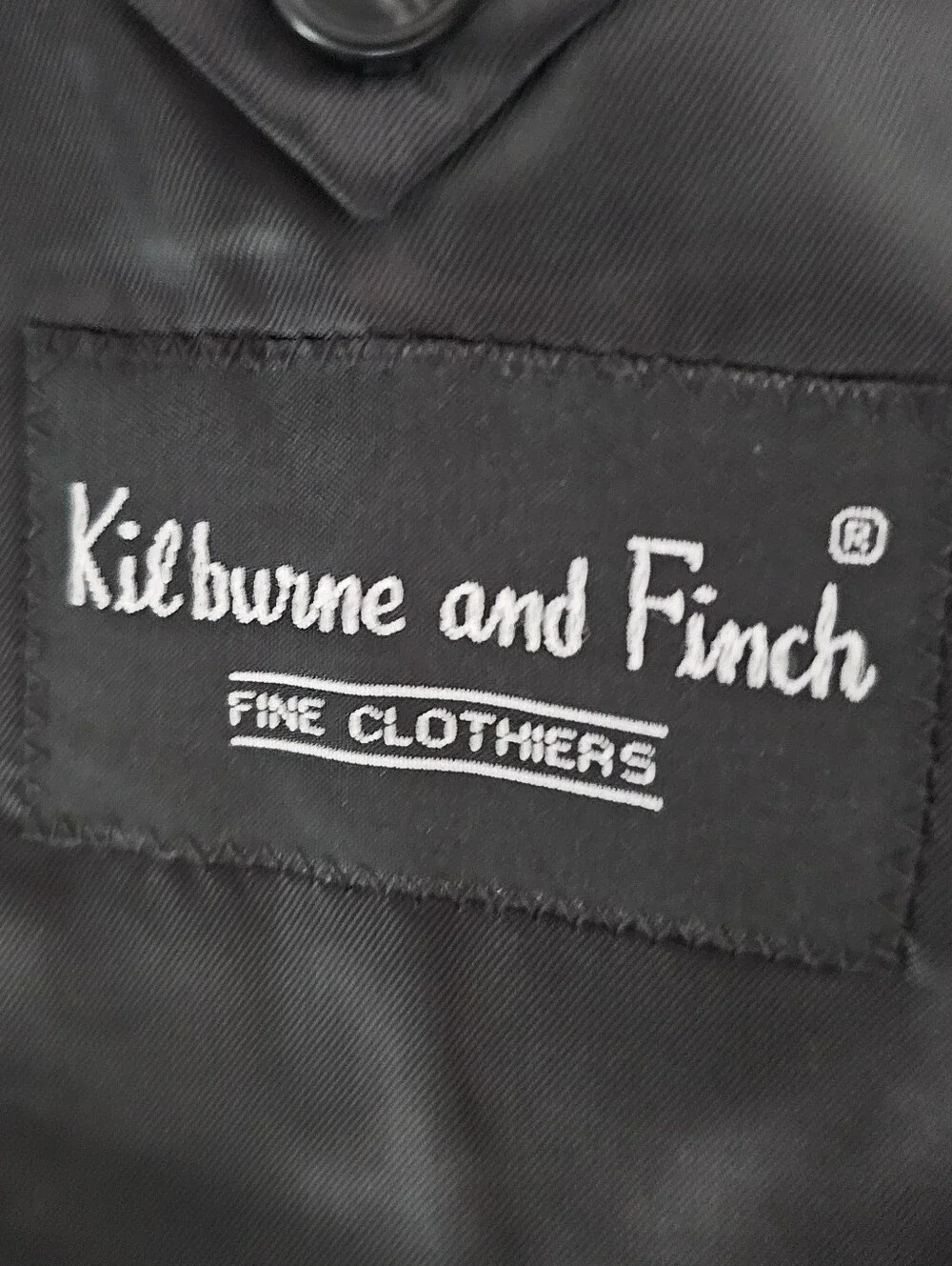 Kilburne & Finch Pinstripe 2 pc Suit Men 46R 41W Black Business Wedding Formal